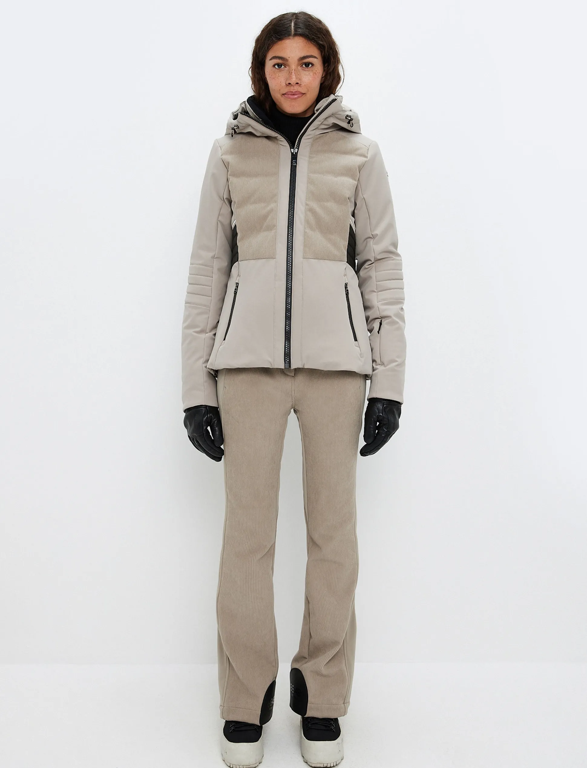 Clarice W Cord Ski Jacket - Lt Beige